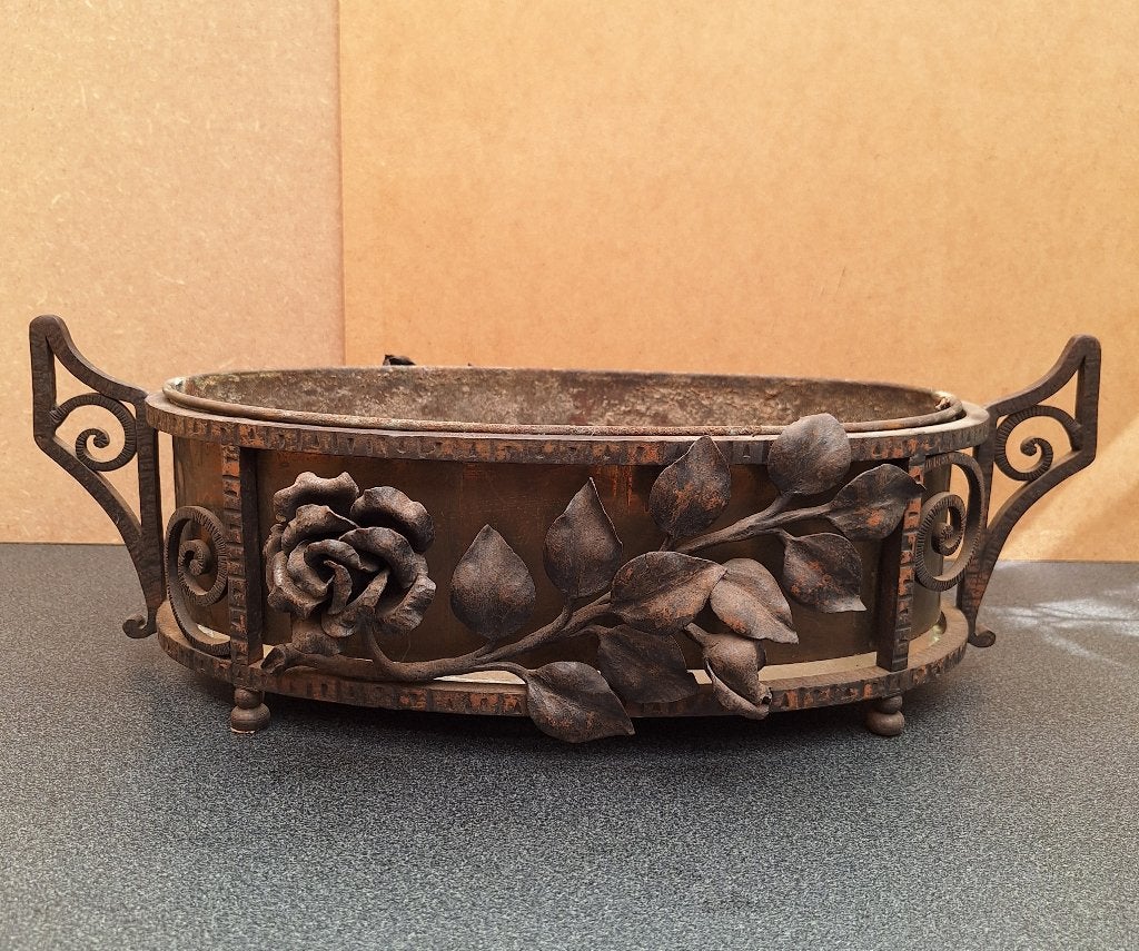 Jardinière art deco en fer forgé signée, Antiquités & Art, Enlèvement