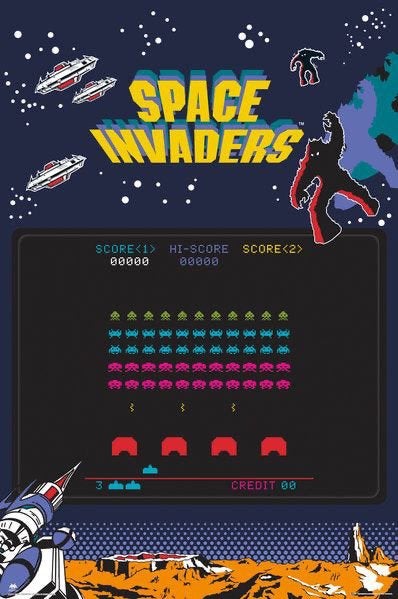 Panneau rétro en métal Space Invaders 90’s mancave vintage, Enlèvement ou Envoi, Neuf, Panneau publicitaire