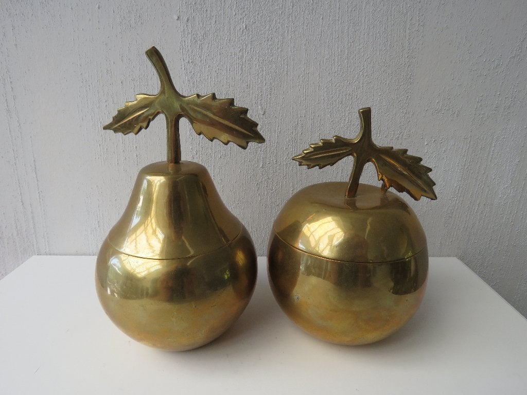 Boîte de rangement vintage en laiton pour pommes et poires, Enlèvement ou Envoi