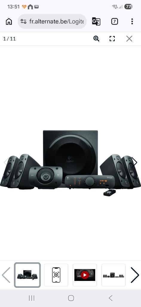 Logitech Z906 home cinéma. Enceintes 1000 watts, Enlèvement, Utilisé, Canal audio 5.1, Logitech