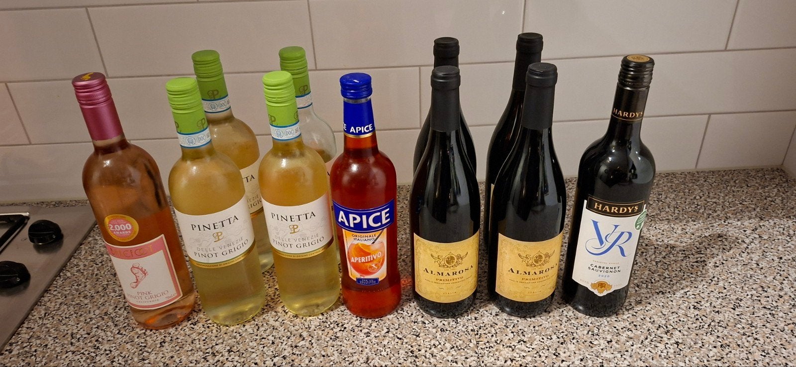 9 Flessen wijn rood wit en rose, Collections, Enlèvement, Neuf, Vin blanc