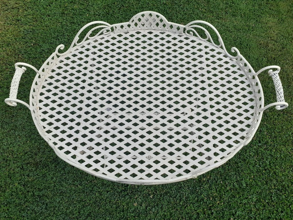 Magnifique table de jardin pliable en fer forgé patiné, Enlèvement, Neuf, Ovale, Métal