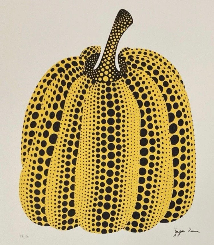 Yayoi Kusama : lithographie 40 par 50 cm. Vendue encadrée, Enlèvement ou Envoi, Lithographie