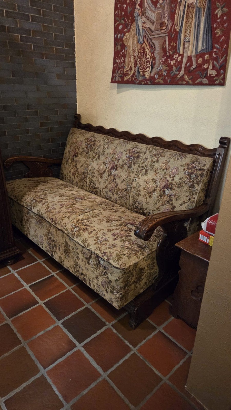 Vintage 3-zitsbank, Maison & Meubles, Canapés | Sofas & Chaises Longues, 150 à 200 cm, Enlèvement, Utilisé, Bois