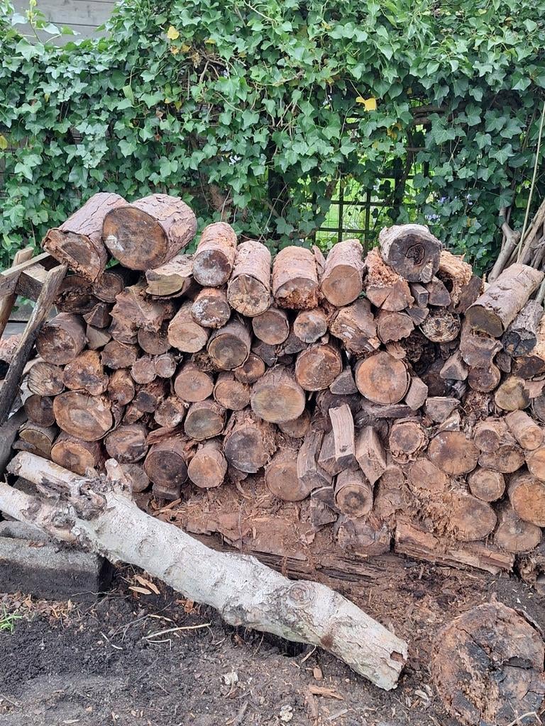 Gratis oude houtstapel brandhout brugge, Ophalen, Blokken