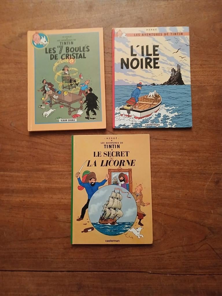 3 BD tintin Hergé dont 1 album double, Plusieurs BD, Enlèvement ou Envoi, Comme neuf, Hergé