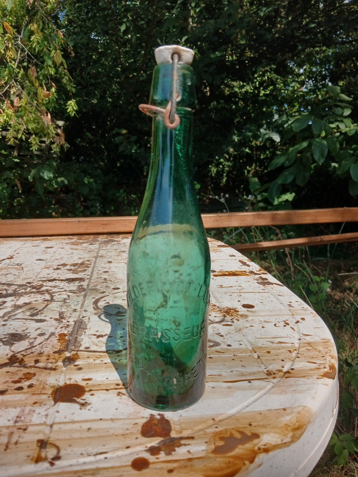 Oude vintage bierfles brouwerij TH Depuydt Louf Wijschate, Ophalen of Verzenden