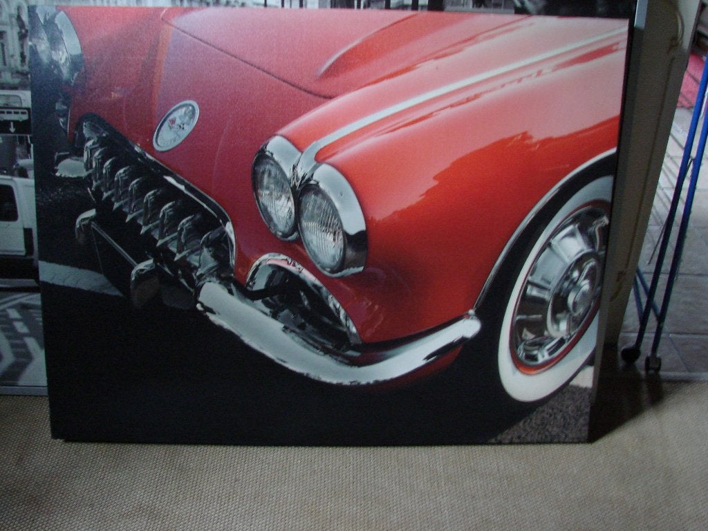 groot canvas kader met rode auto chevrolet, Ophalen, Zo goed als nieuw, Overige typen