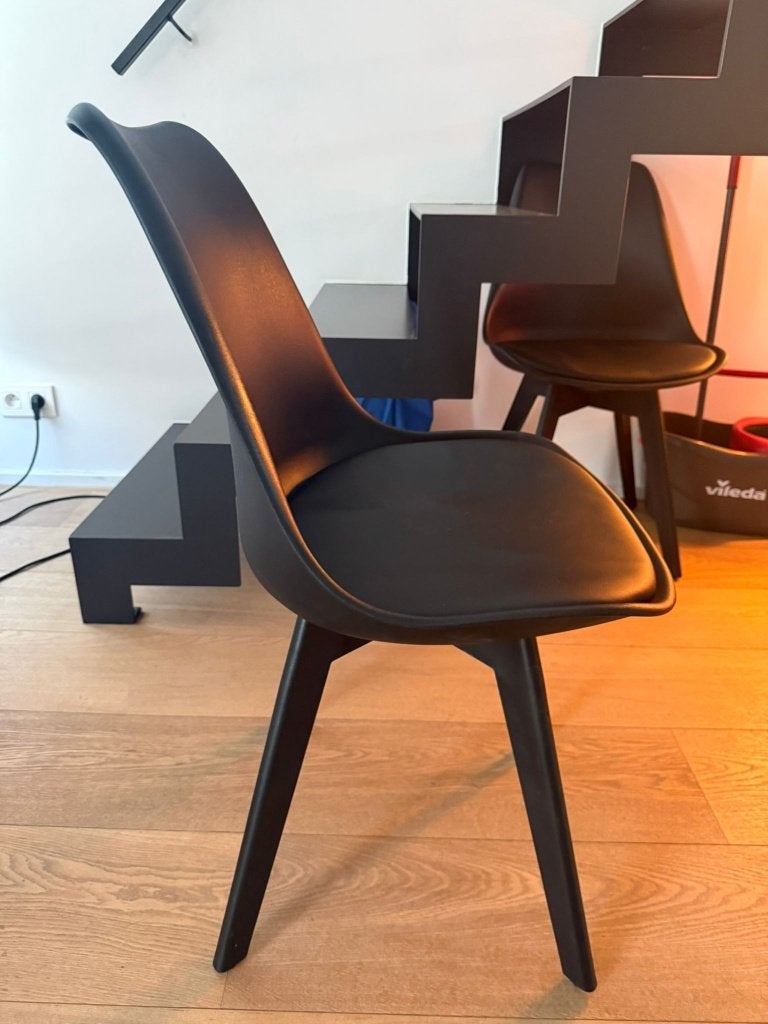 Set van 4 zwarte Tomasucci eetkamerstoelen, Huis en Inrichting, Stoelen, Ophalen, Zwart, Modern / Contemporary, Industrial, Italian design