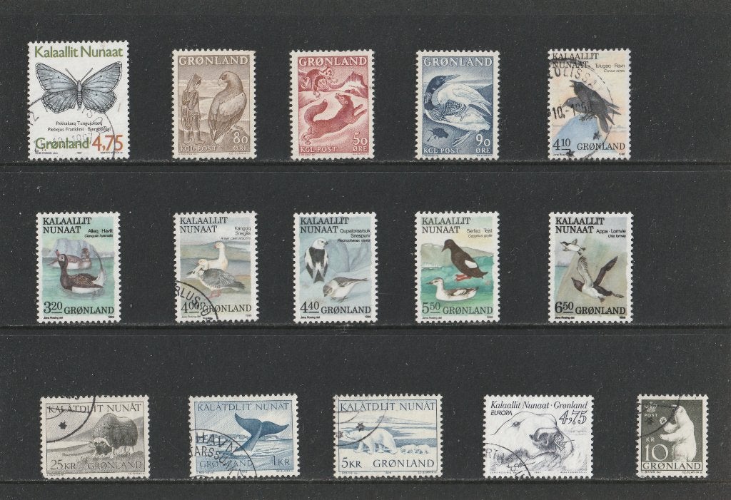 15  LOSSE  ZEGELS  GROENLAND  DIEREN  Varia, Postzegels en Munten, Ophalen of Verzenden, Dier of Natuur