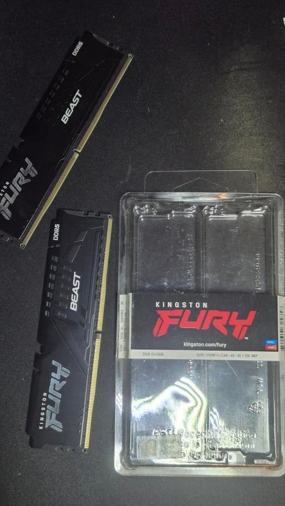 Kit RAM 32Go Kingston FURY Beast (2x16 DDR5 5200MT/s), Informatique & Logiciels, Mémoire RAM, Desktop, DDR5, Enlèvement ou Envoi