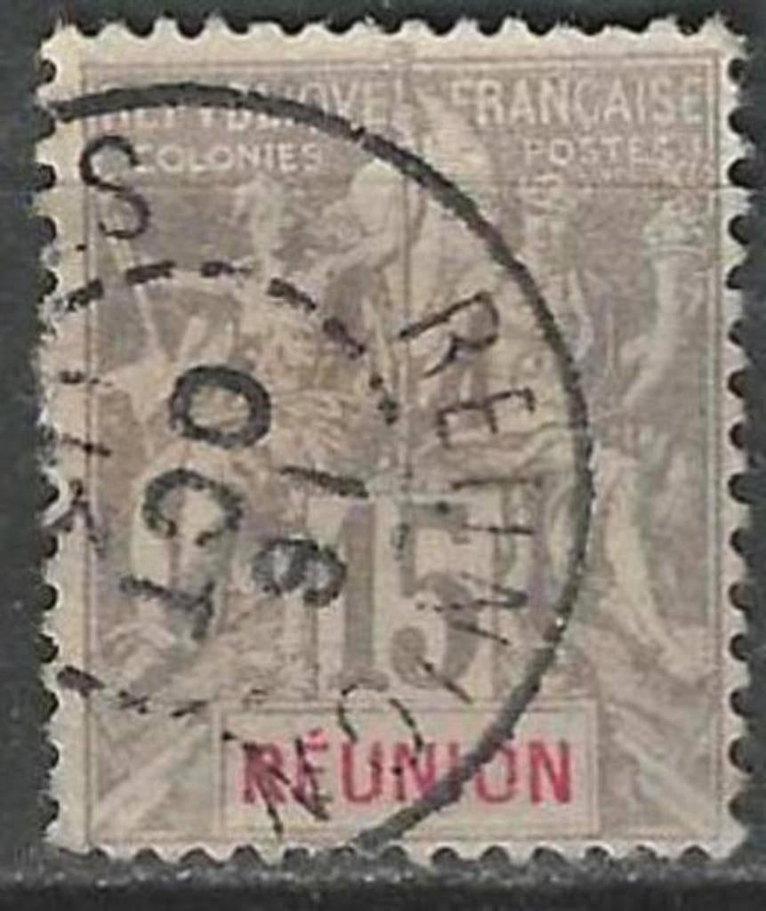 Reunion 1900/1905 - Yvert 48 - 15 c. Rode opdruk (ST), Verzenden, Gestempeld