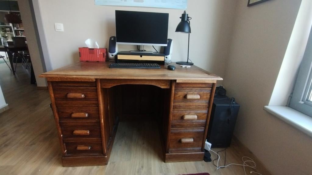 Houten bureau, Engelse stijl, Huis en Inrichting, Bureaus, Ophalen, Hout, 74 cm, Antiek