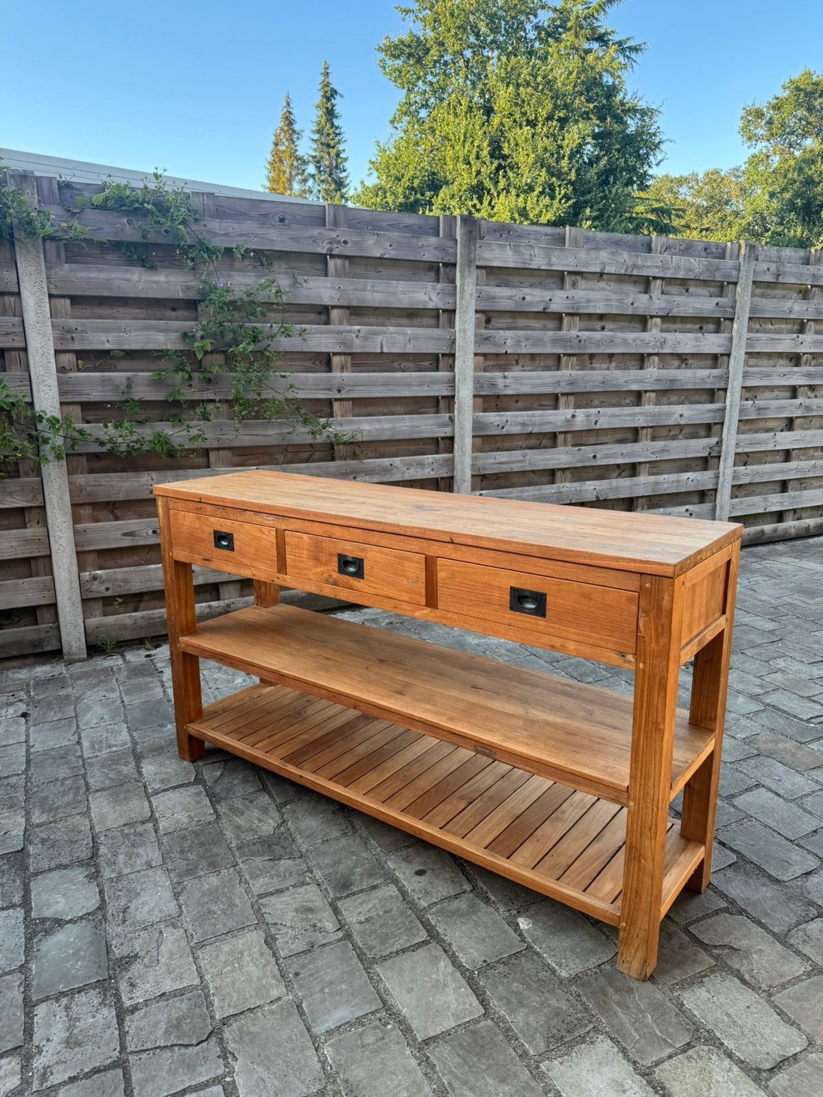 Teak 1m50, Huis en Inrichting, Tafels | Sidetables, Ophalen, Zo goed als nieuw