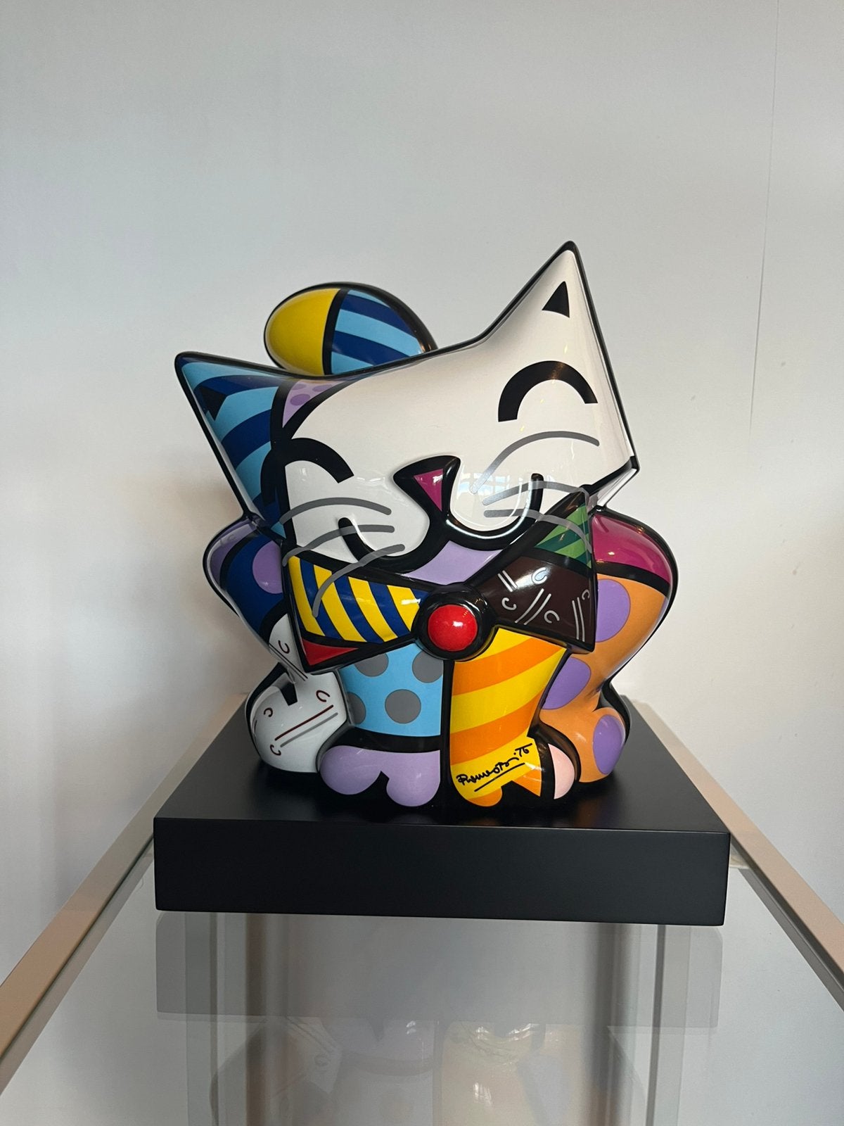Sculpture Romero Britto "Blue Cat" (Goebel), Antiquités & Art, Pierre/céramique, Objet, Numéroté, Enlèvement