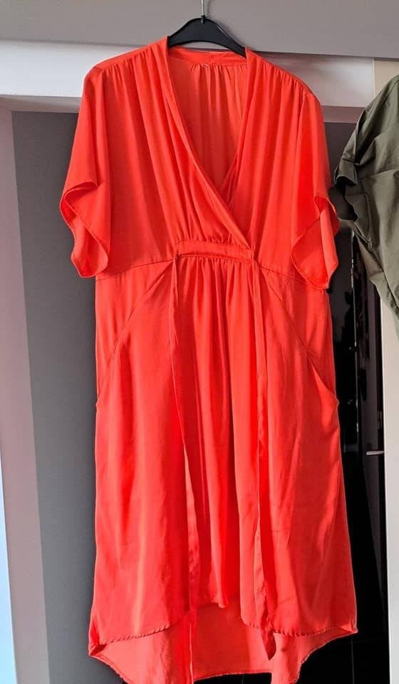 Oranje jurk, zomer, kimono mouw, L-XL, maxi, Maat 42/44 (L), Oranje, Ophalen of Verzenden, Zo goed als nieuw