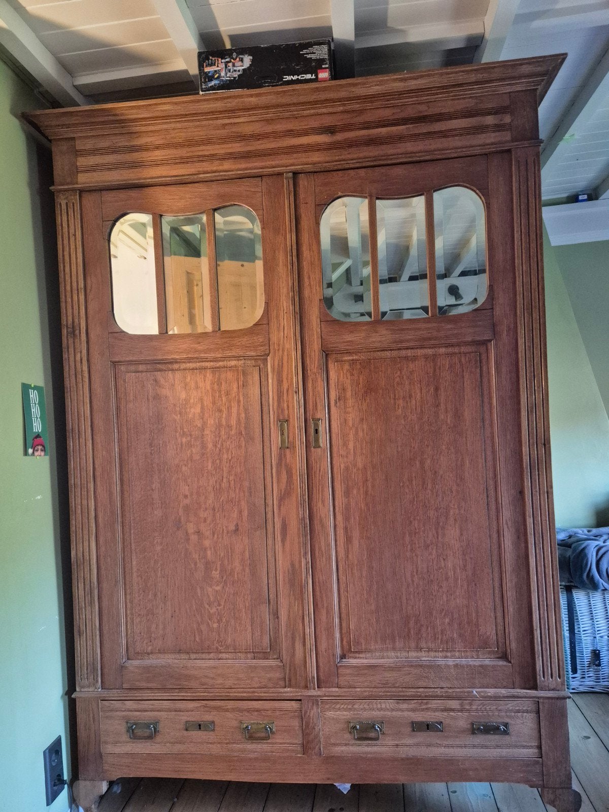 charmante houten kleerkast, Ophalen, Gebruikt, 100 tot 150 cm, 200 cm of meer