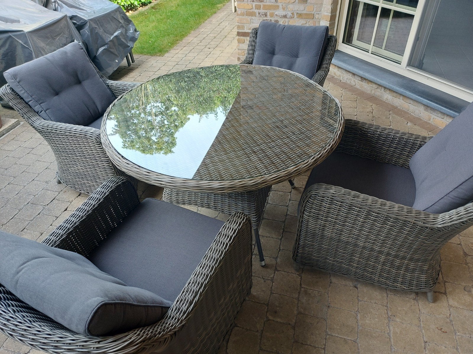 4- delige loungeset wicker, Tuin en Terras, Tuinsets en Loungesets, Ophalen, Wicker, Loungeset