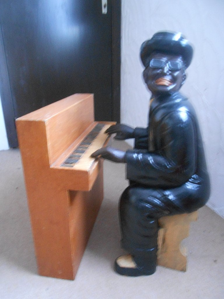 Houten jazz pianist met piano, Antiquités & Art, Enlèvement