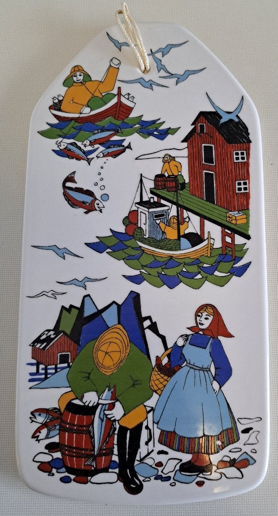 Wanddecoratie leisteen thema visserij, Ophalen