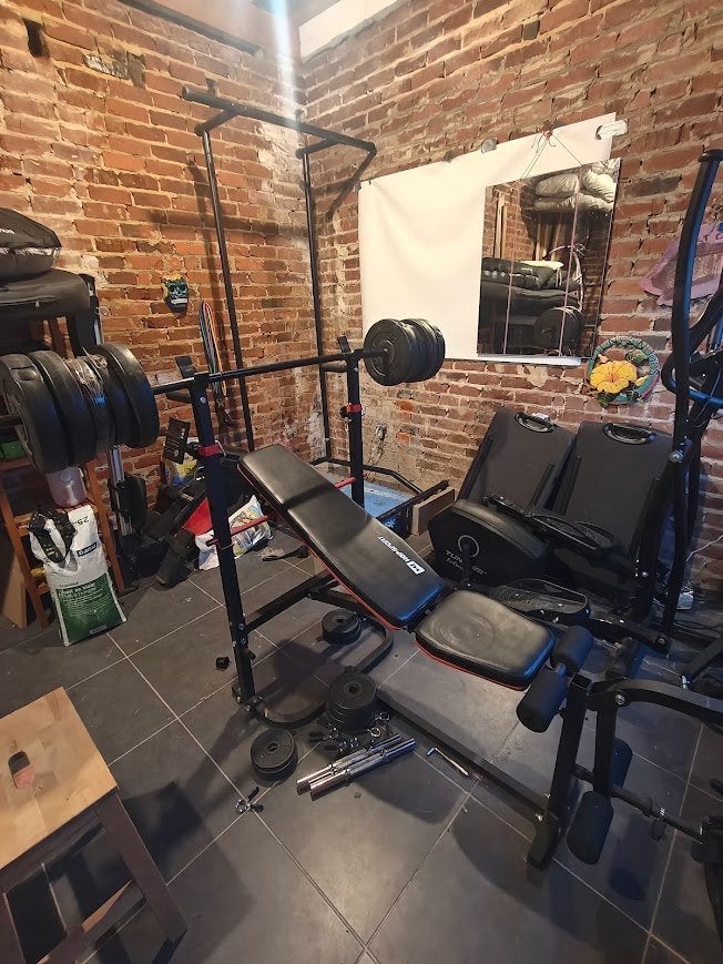 Trainingsbank Hop-Sport HS-1055 Pro met curlpult + 50kg, Ophalen, Gebruikt, Krachtstation, Armen