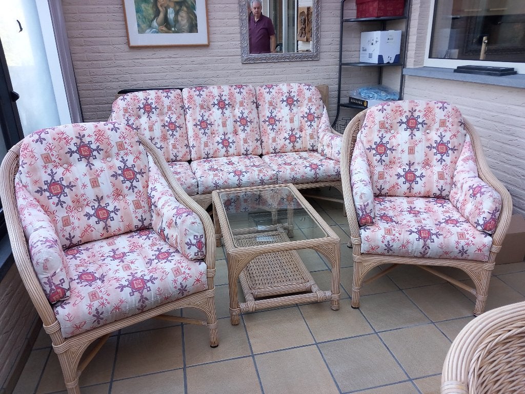 Rotan salon, Ophalen, Gebruikt, Riet of Rotan, Klassieke stof