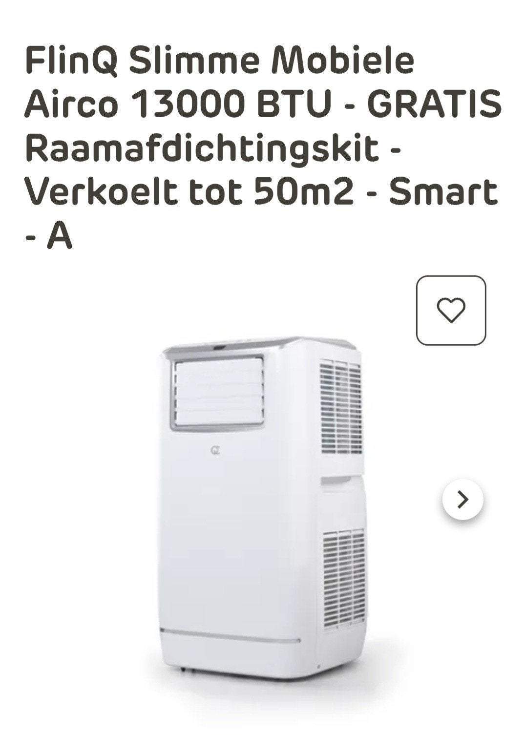 FlinQ Slimme mobiele airco 13000 BTU - GRATIS opladen