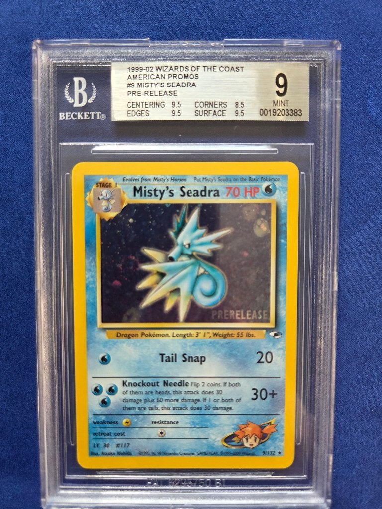 1999 WotC Misty’s Seadra 9/132 Prerelease | BGS 9, Enlèvement ou Envoi, Comme neuf, Cartes en vrac, Foil