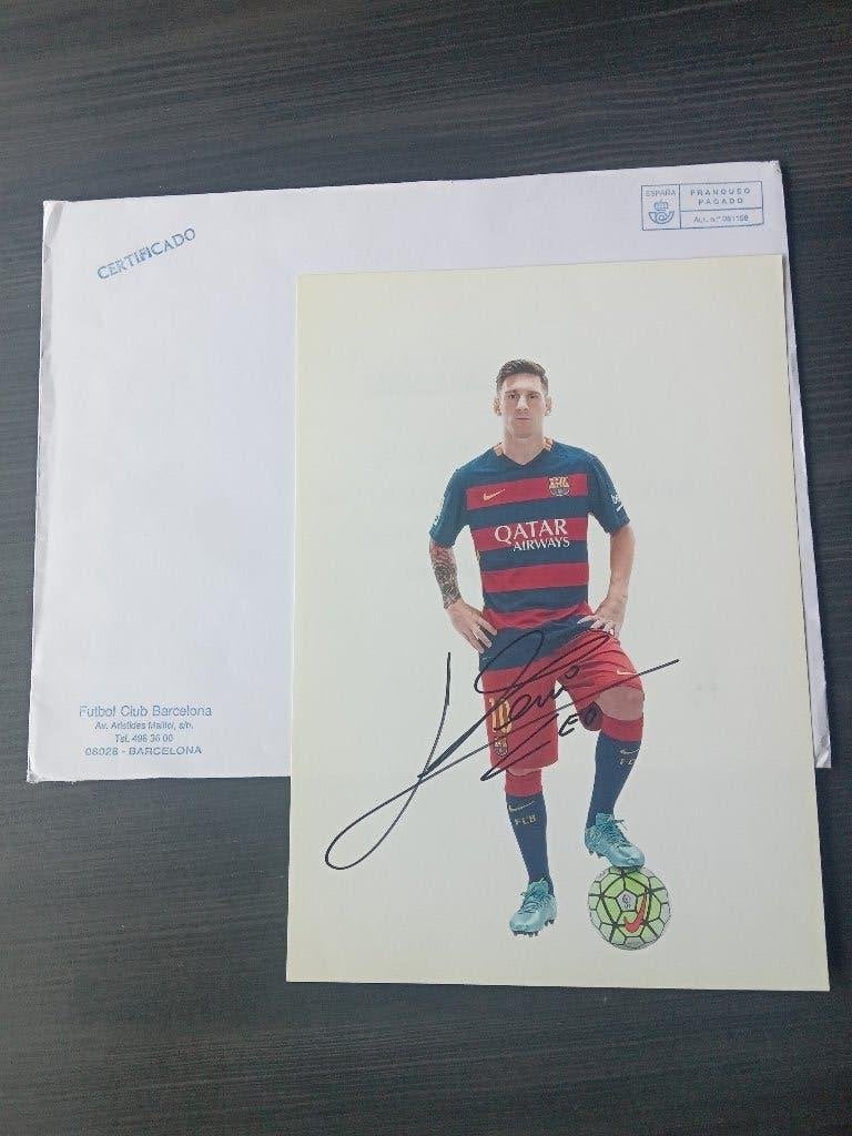 Origineel gesigneerde foto van Messi, Sport en Fitness, Voetbal, Nieuw, Clubaccessoires, Ophalen of Verzenden