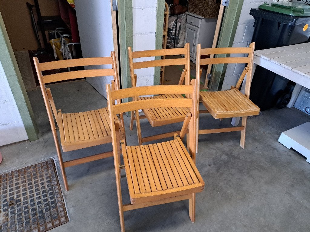 4 sièges pliants en bois, Enlèvement, Comme neuf, Bois