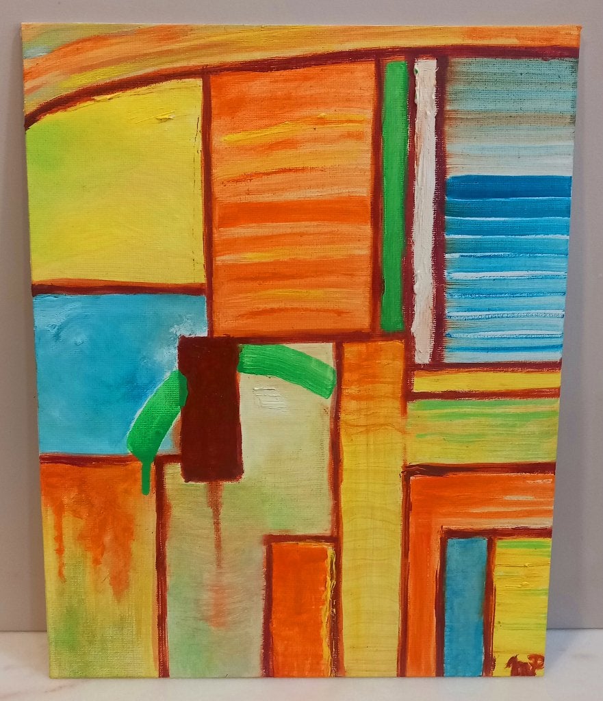 Simplicity_Warmth. Olie op doek, 24x30 cm., Antiek en Kunst, Kunst | Schilderijen | Modern, Abstract, Olieverf, Gesigneerd, Handgeschilderd
