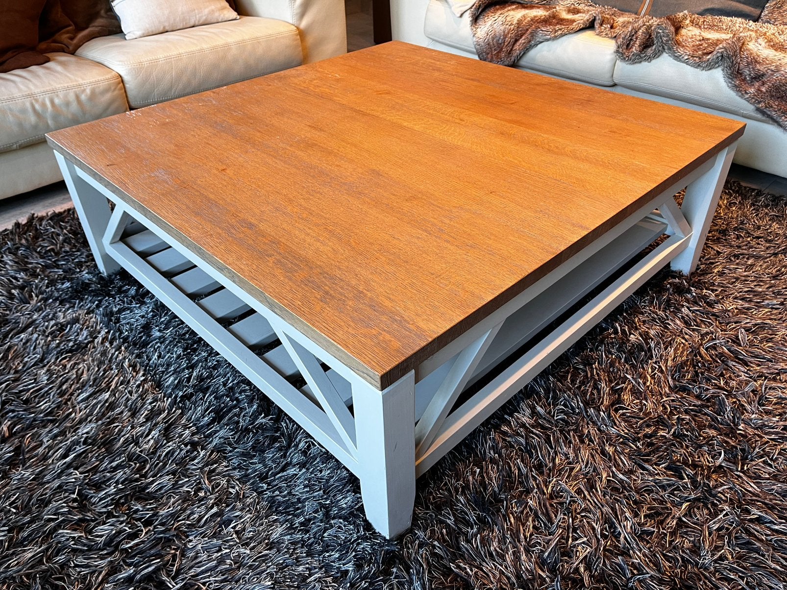 Ruime salontafel in landelijke stijl, Ophalen, Zo goed als nieuw, Eikenhout