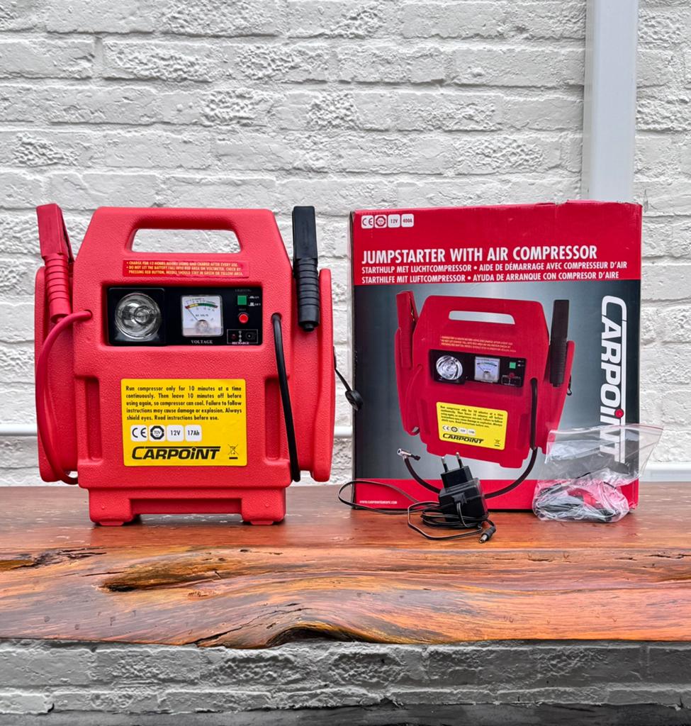 Carpoint Jumpstarter / Startbooster met Compressor – 12V, Ophalen of Verzenden, Zo goed als nieuw