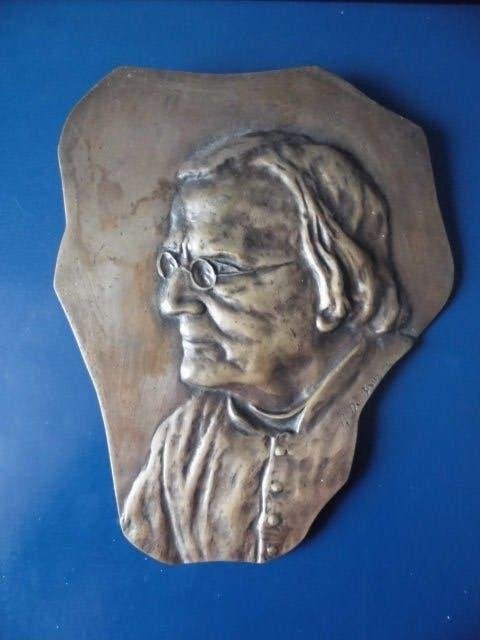 Bronzen plaat Hugo Verriest, Verzamelen, Overige Verzamelen, Ophalen of Verzenden, Zo goed als nieuw