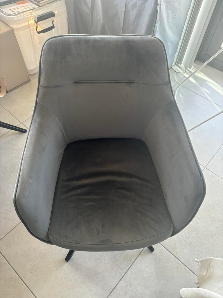 Chaise de luxe en velours gris avec dossier, Enlèvement, Comme neuf