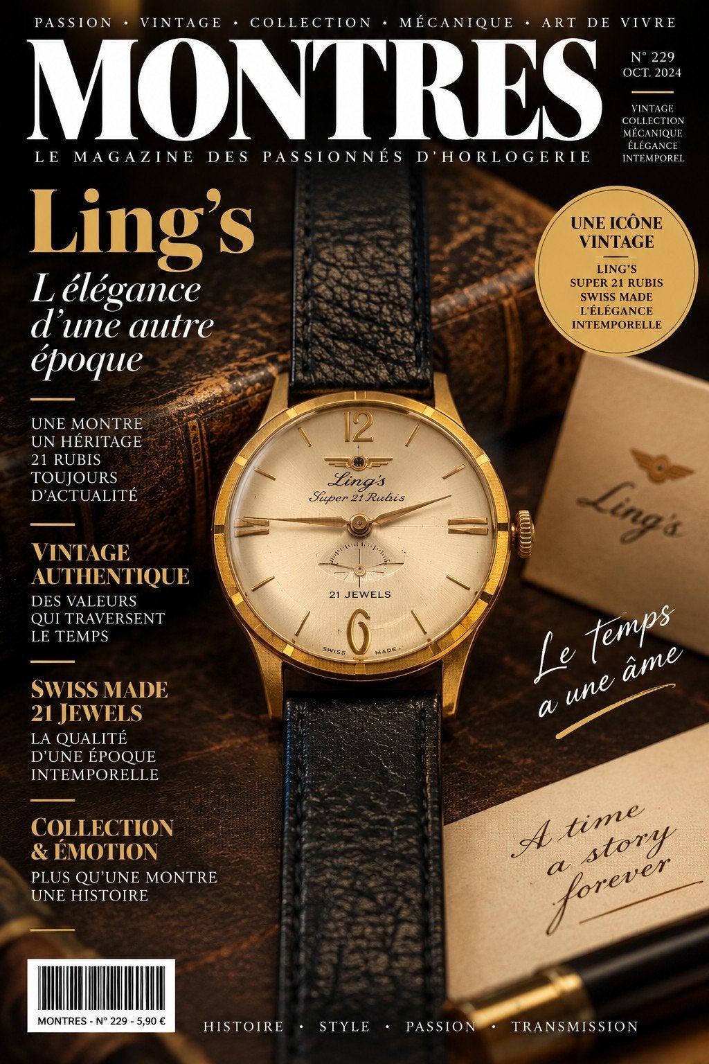 Montre Lings Super de Luxe Vintage 63-68 –Swiss–Antimagnetic, Antiquités & Art, Enlèvement ou Envoi