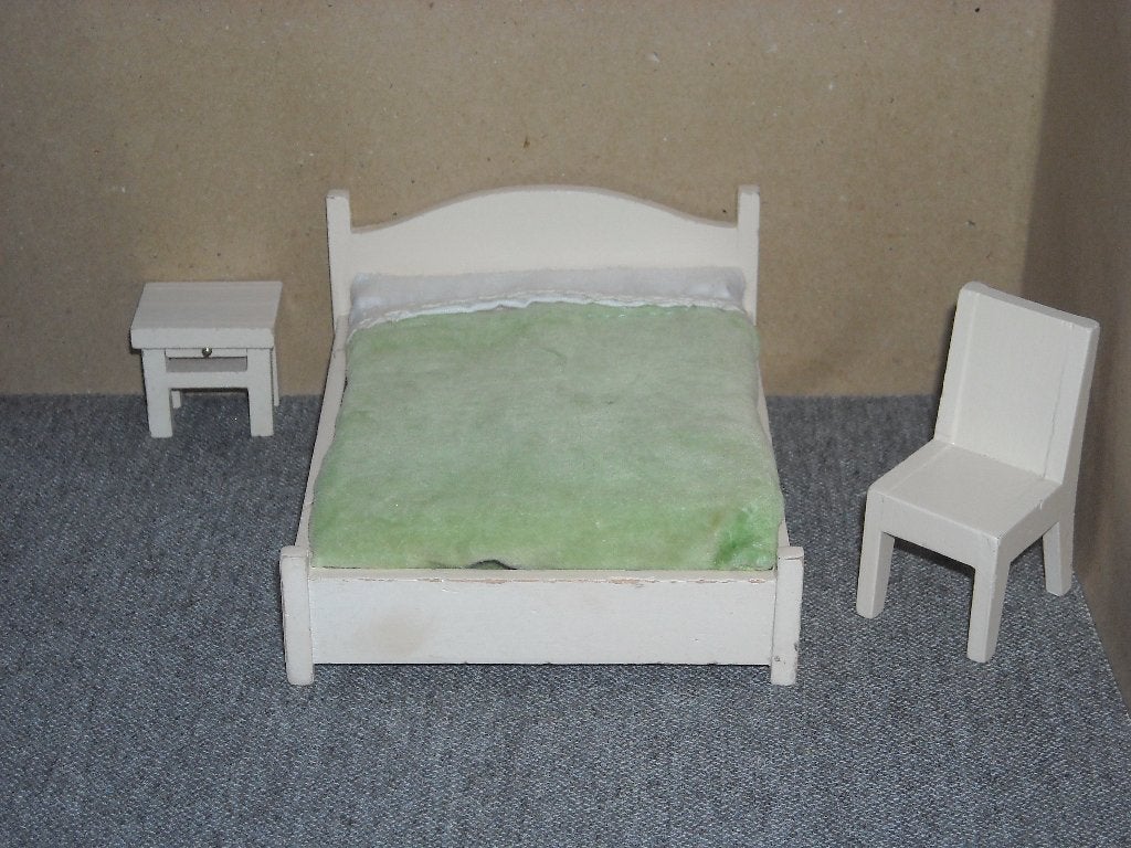 Lundby bed met nachtkastje en stoeltje, Verzamelen, Poppenhuizen en Toebehoren, Ophalen of Verzenden, Gebruikt