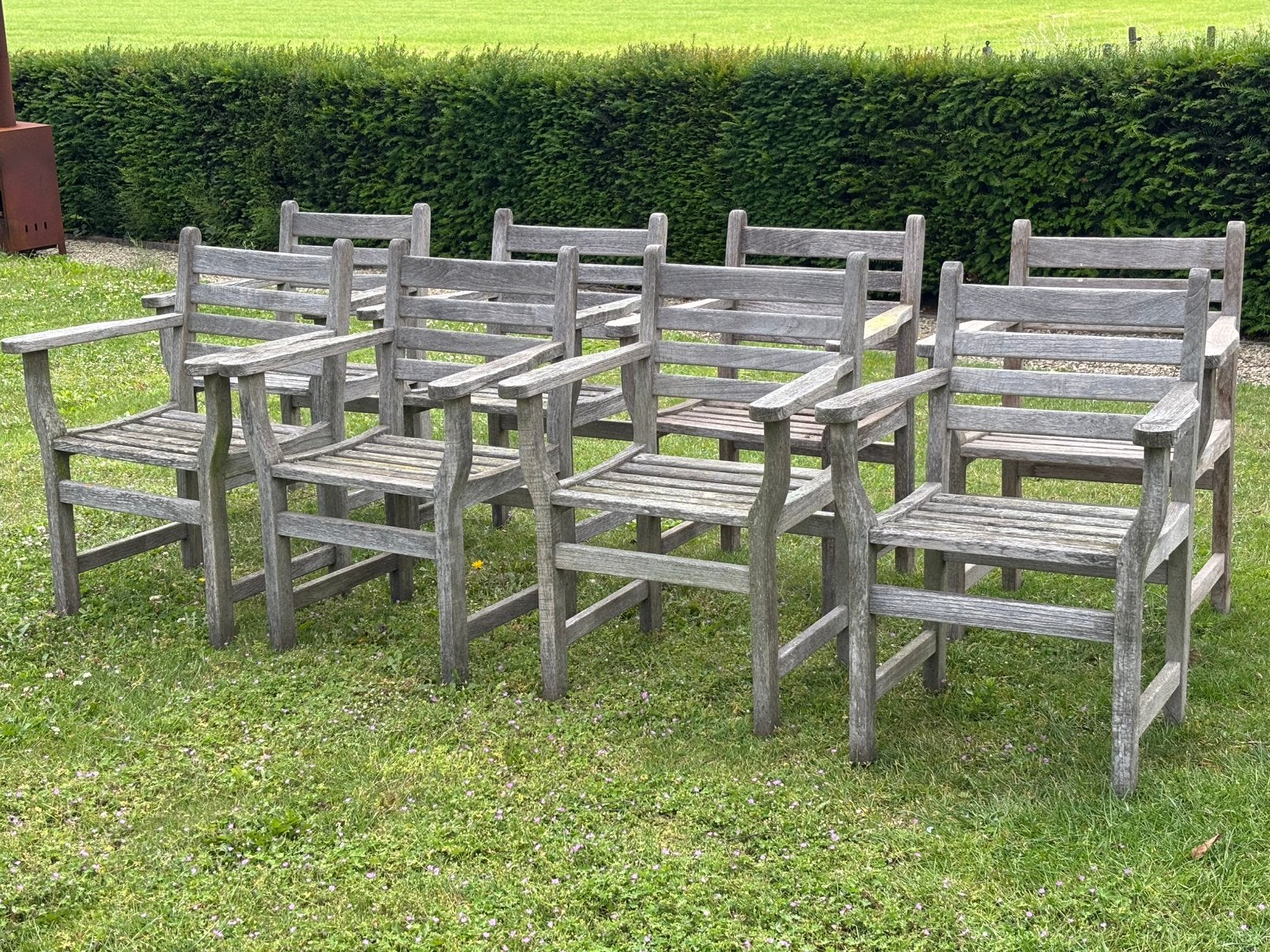 8 teak tuinstoelen, Tuin en Terras, Tuinstoelen, Ophalen, Gebruikt, Teakhout