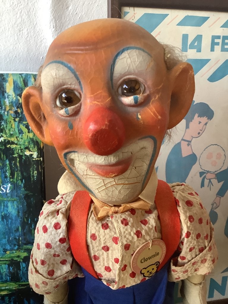 Prachtige Steiff clown ( glazen ogen) 1930 !, Antiek en Kunst, Ophalen