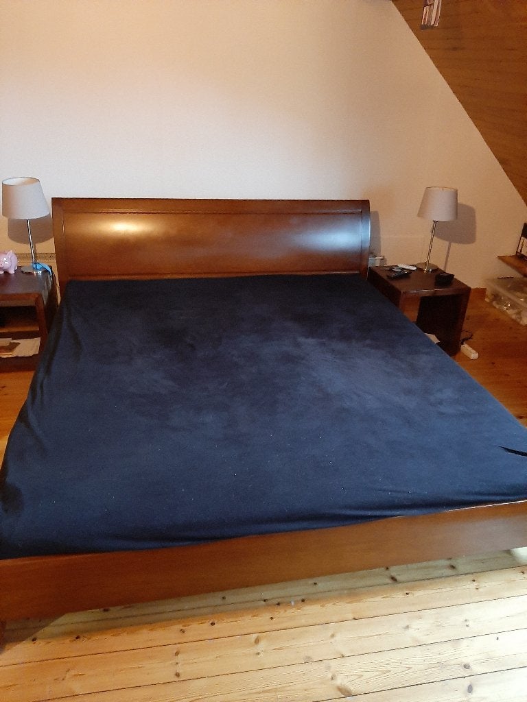 Kingsize Bed 200 x 180, Ophalen, Gebruikt, Bruin, Tweepersoons