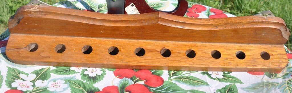 porte pipes mural chêne vernis pour 10 pipes, Collections, Articles de fumeurs, Briquets & Boîtes d'allumettes, Utilisé, Autres types