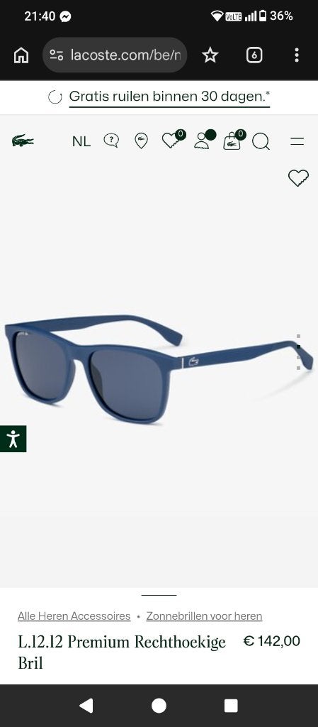 Zonnebril lacoste, Overige merken, Zonnebril, Blauw, Ophalen of Verzenden