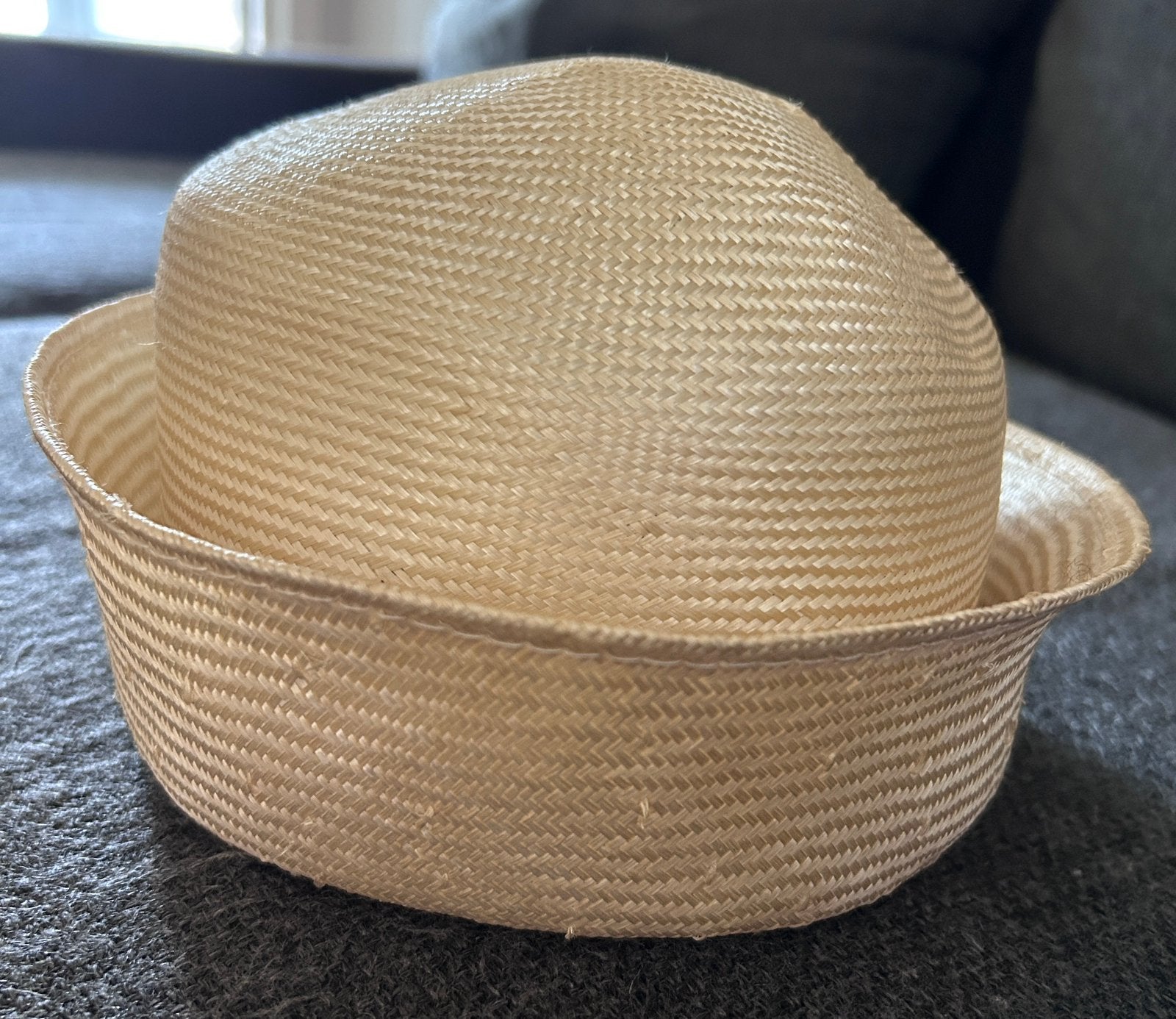 Borsalino zeemansmuts van natuurlijk stro 56cm, Ophalen of Verzenden, Zo goed als nieuw, Hoed
