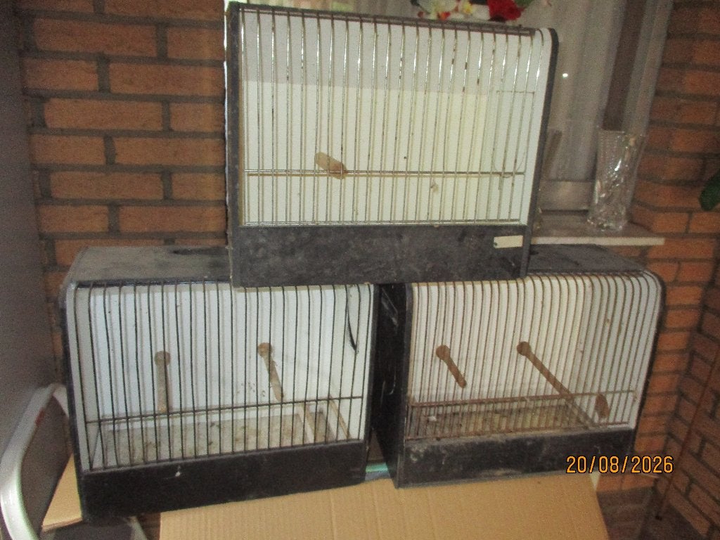 3 Houten TT vogelkooitjes, Enlèvement, Utilisé, Bois, Autres types