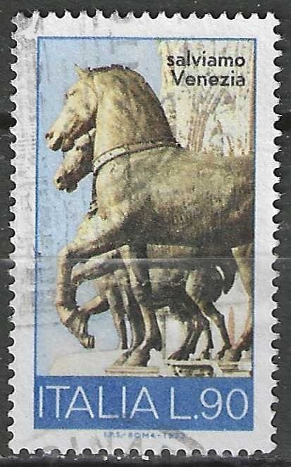 Italie 1973 - Yvert 1135 - Venise rouge - Chevaux - 90  (ST), Timbres & Monnaies, Timbres | Europe | Italie, Envoi, Affranchi