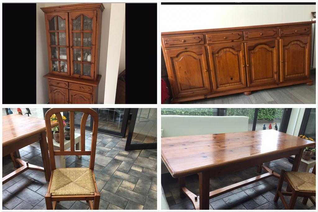 Volledige eetplaats massief hout, Huis en Inrichting, Complete eetkamers, Ophalen