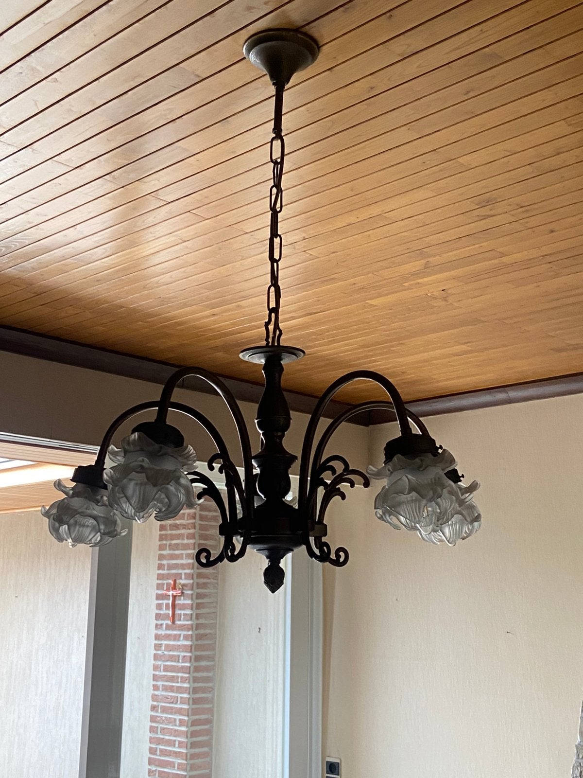 Kroonluchter vintage, Huis en Inrichting, Ophalen, Gebruikt, Metaal, Vintage