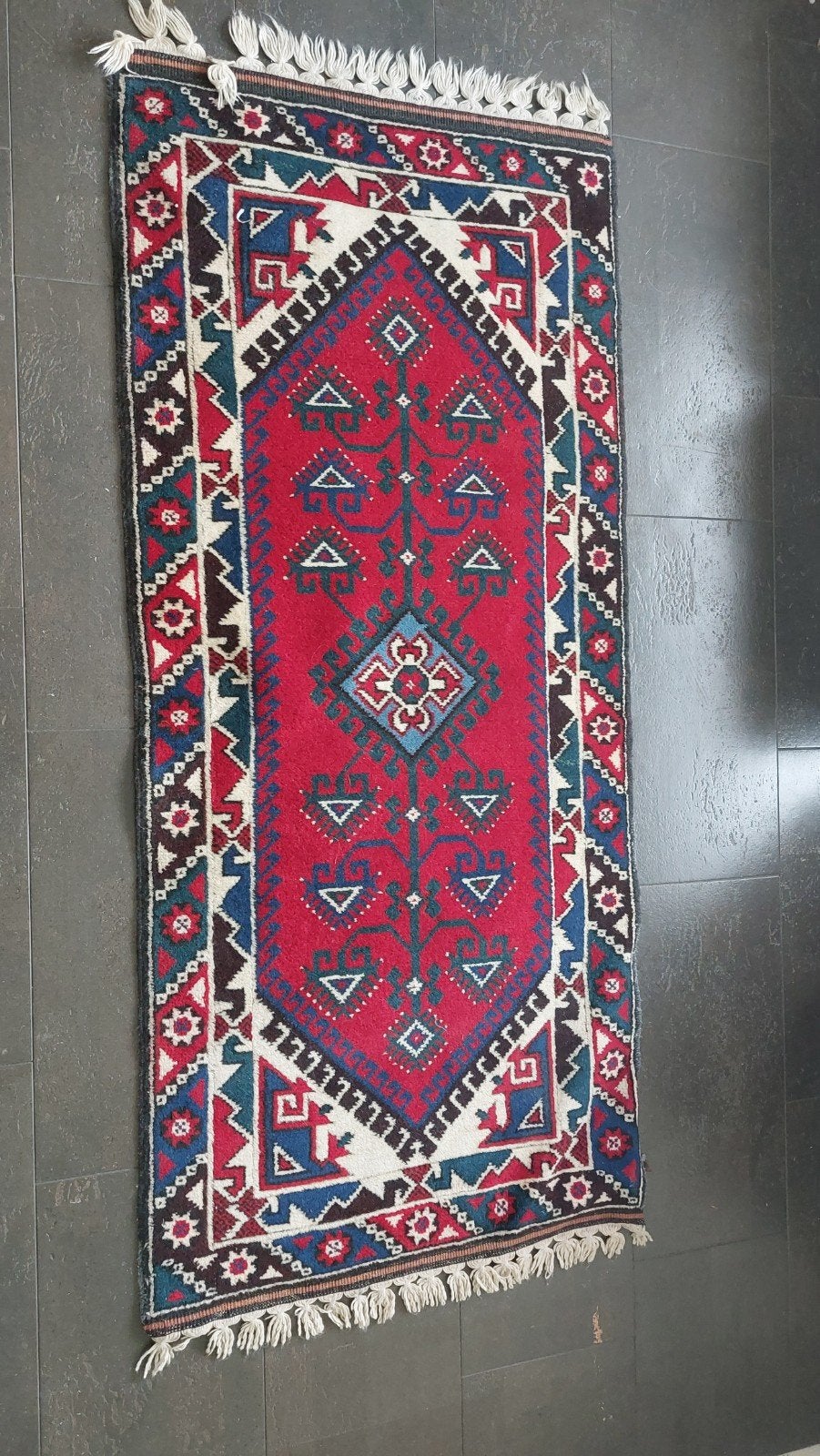 Handgeknoopt Turks tapijt – Döşemealtı, 100% wol, Enlèvement, Bleu