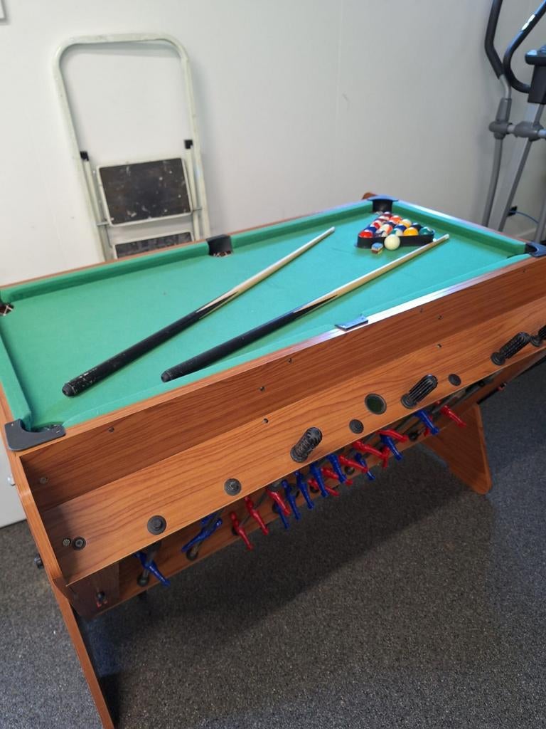 TOPKOOP BILJART AIRHOCKEY TAFELVOETBAL  3 IN 1 SPEL   50 eu, Ophalen, Gebruikt