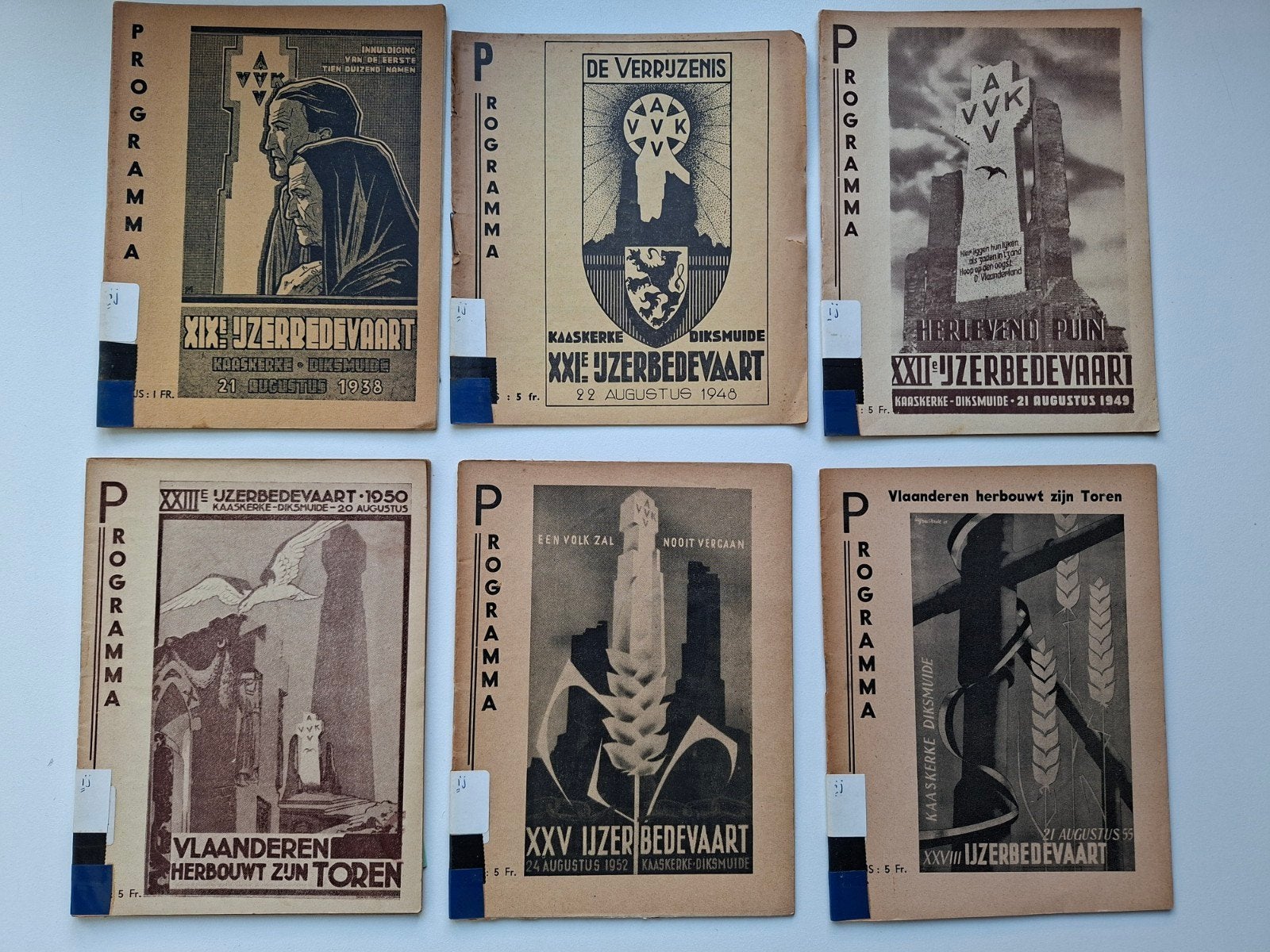 IJzerbedevaart 6 programma boekjes 1938 48 49 50 52 55, Ophalen of Verzenden
